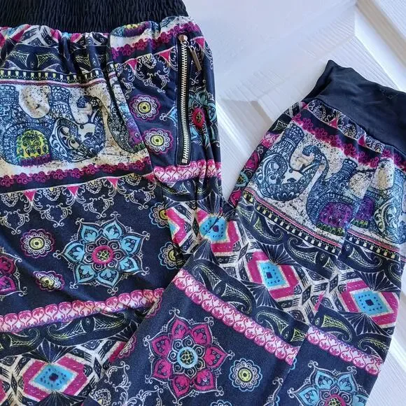Bae City Elephant Print Harem Pants 3X joggers lounging PJ pajama pants pockets - Picture 1 of 16